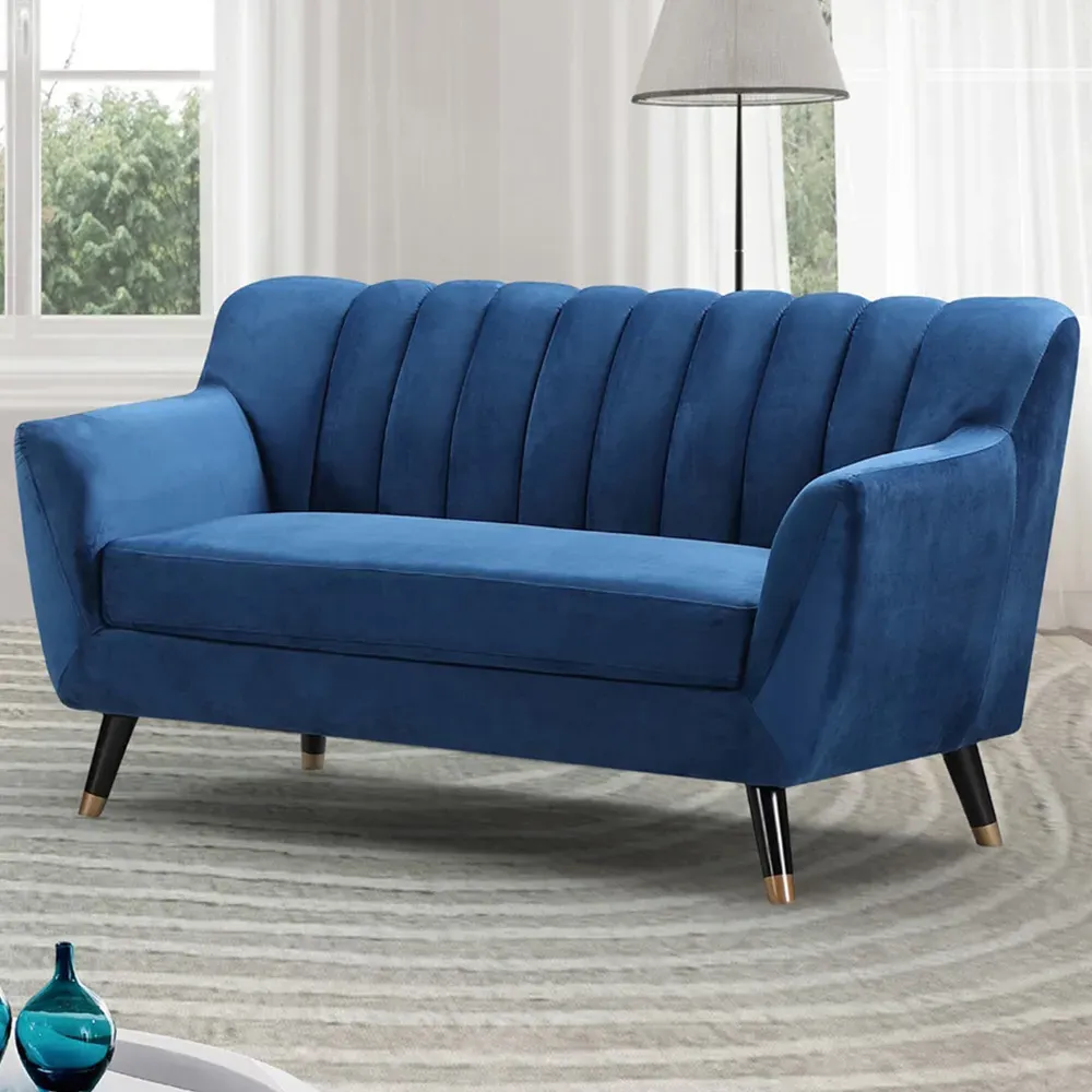 Morgan 2-Seater Sofa - Blue, Velvet
