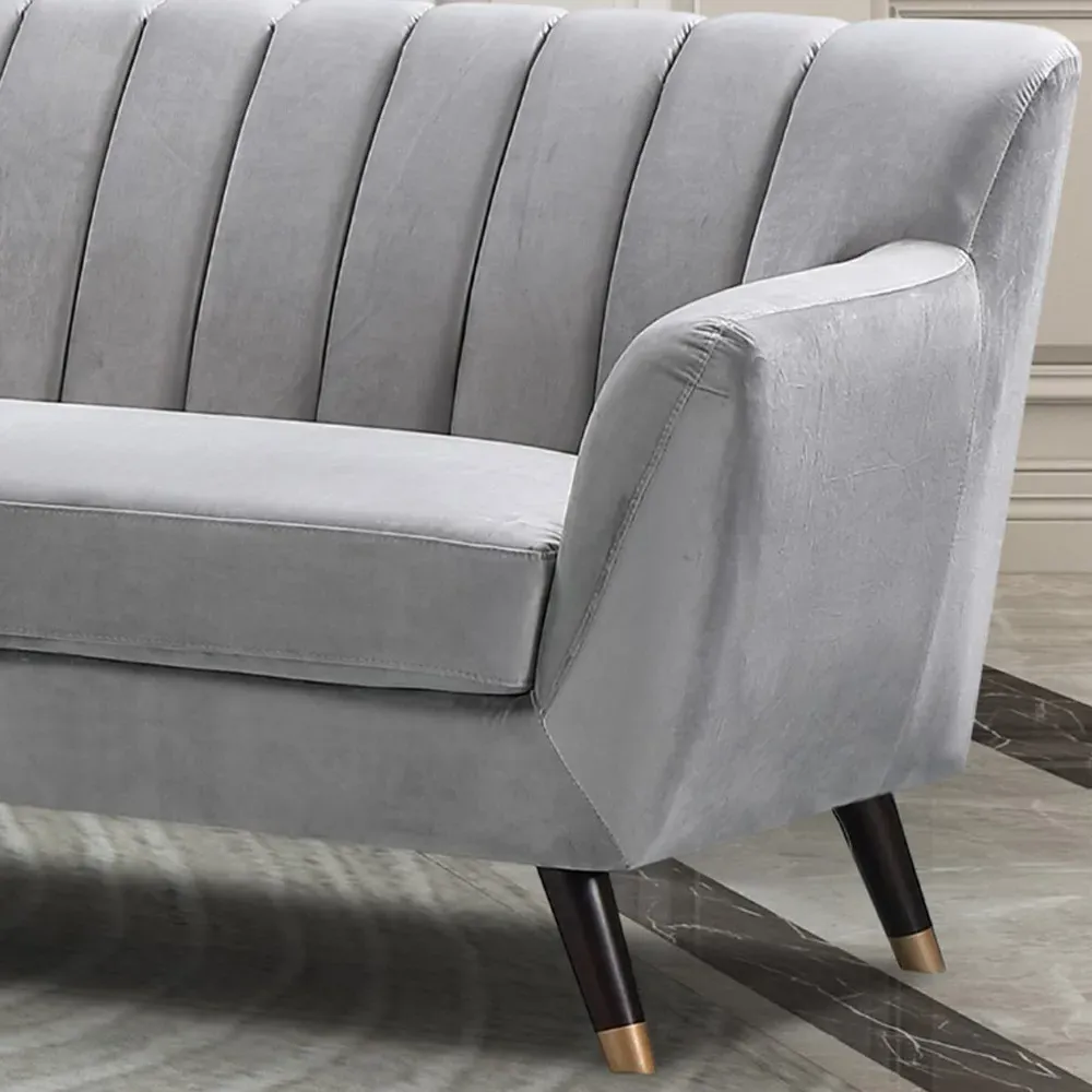 Morgan 2-Seater Sofa - Grey, Velvet