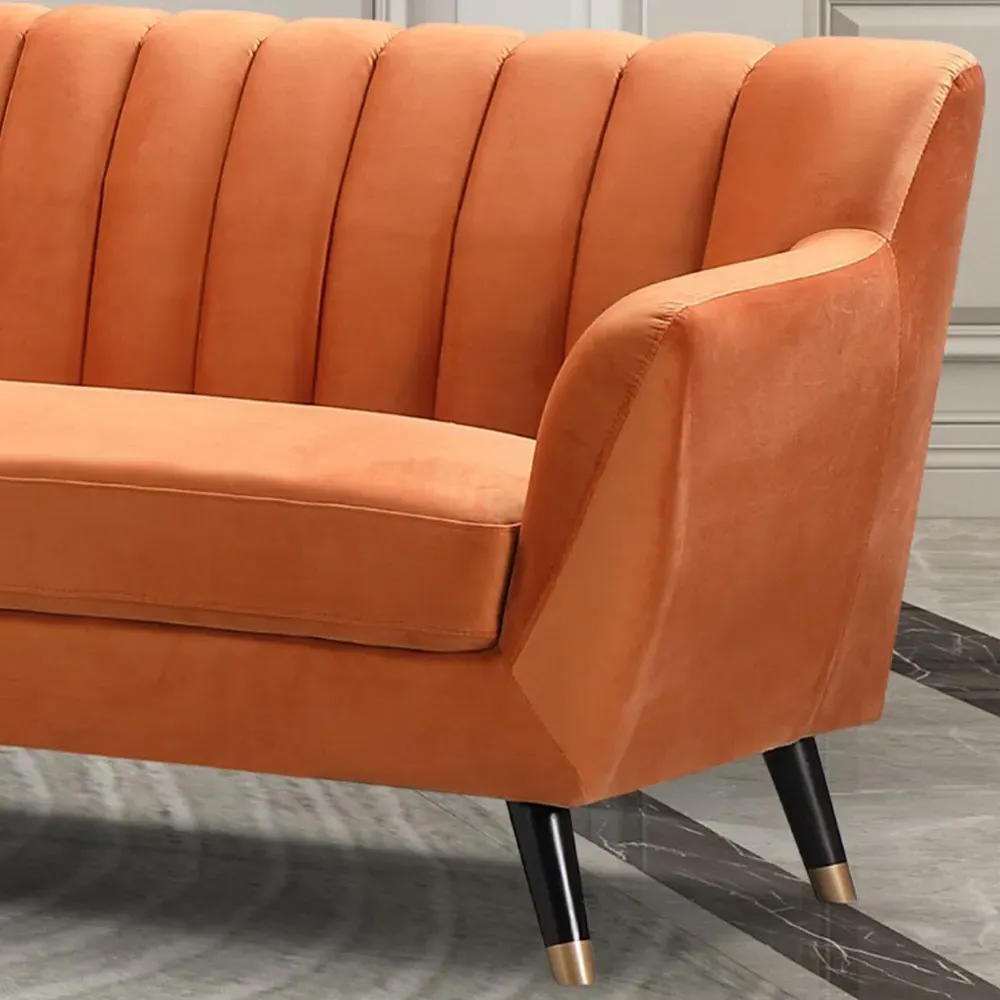 Morgan 2-Seater Sofa - Orange, Velvet