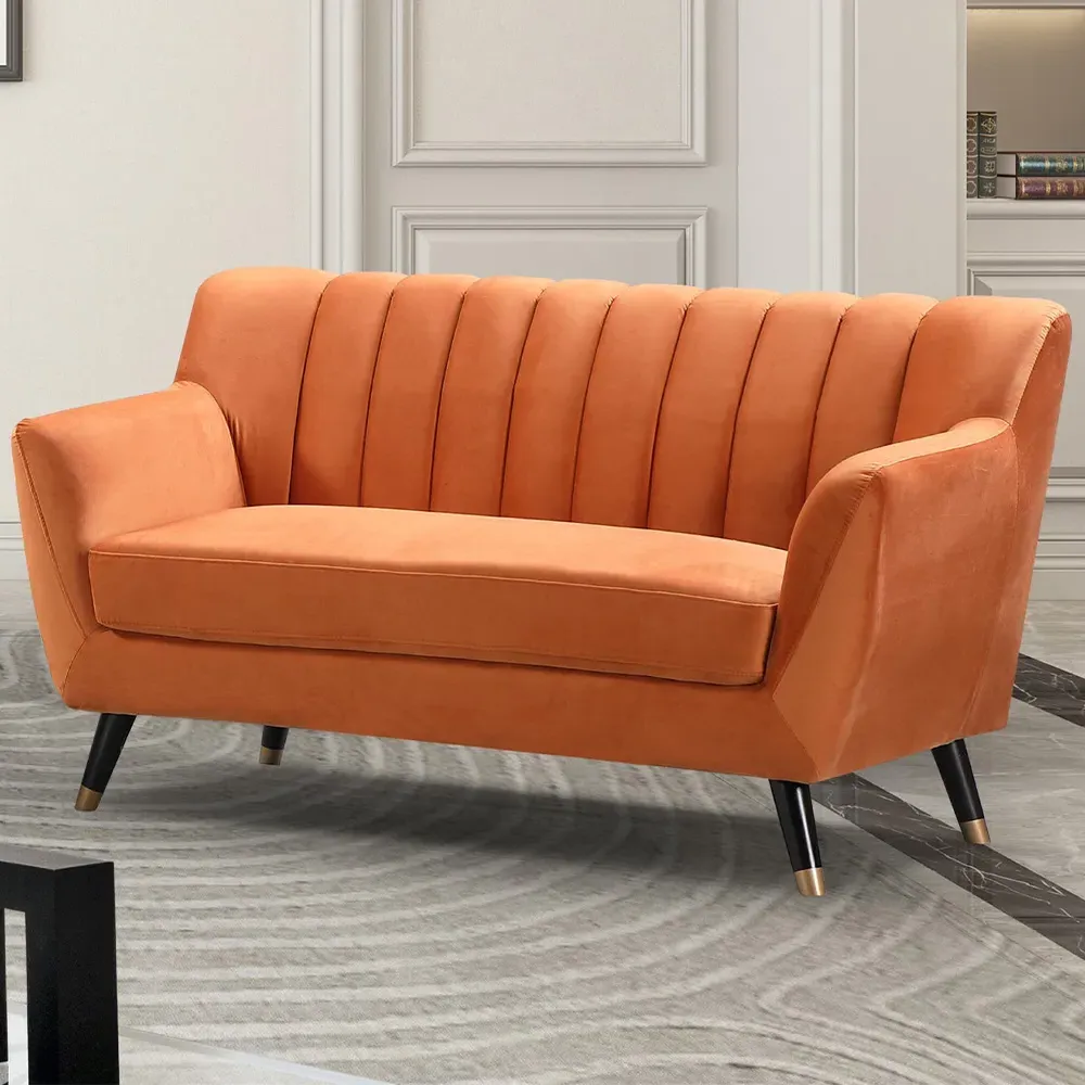 Morgan 2-Seater Sofa - Orange, Velvet