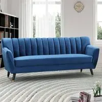 Morgan 3-Seater Sofa - Blue, Velvet
