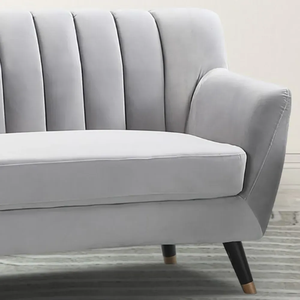 Morgan 3-Seater Sofa - Grey, Velvet
