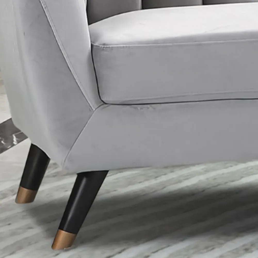 Morgan 3-Seater Sofa - Grey, Velvet