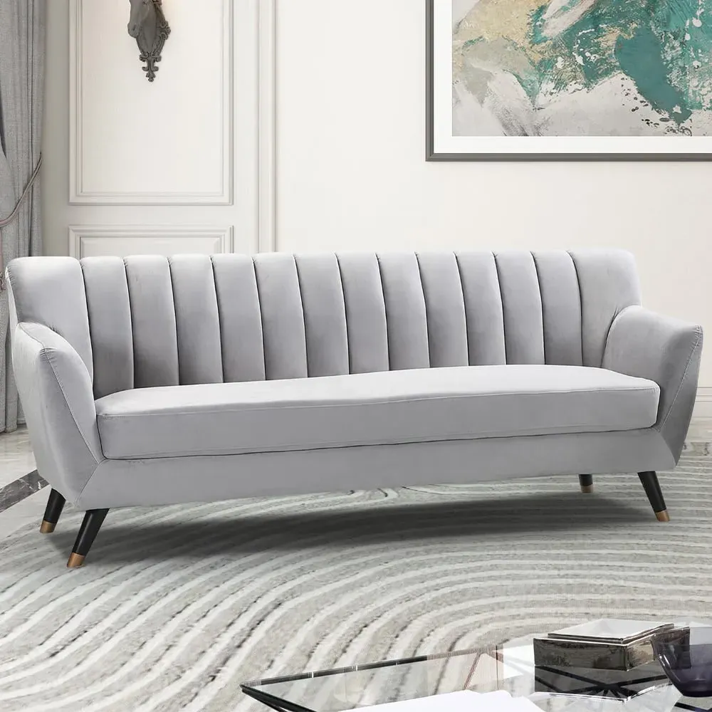Morgan 3-Seater Sofa - Grey, Velvet