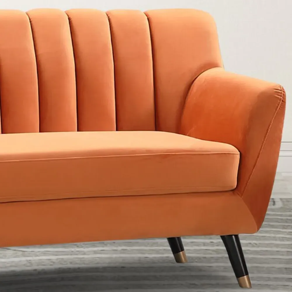 Morgan 3-Seater Sofa - Orange, Velvet