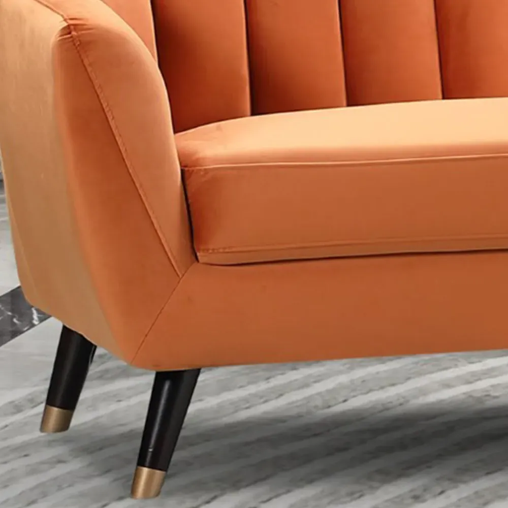 Morgan 3-Seater Sofa - Orange, Velvet
