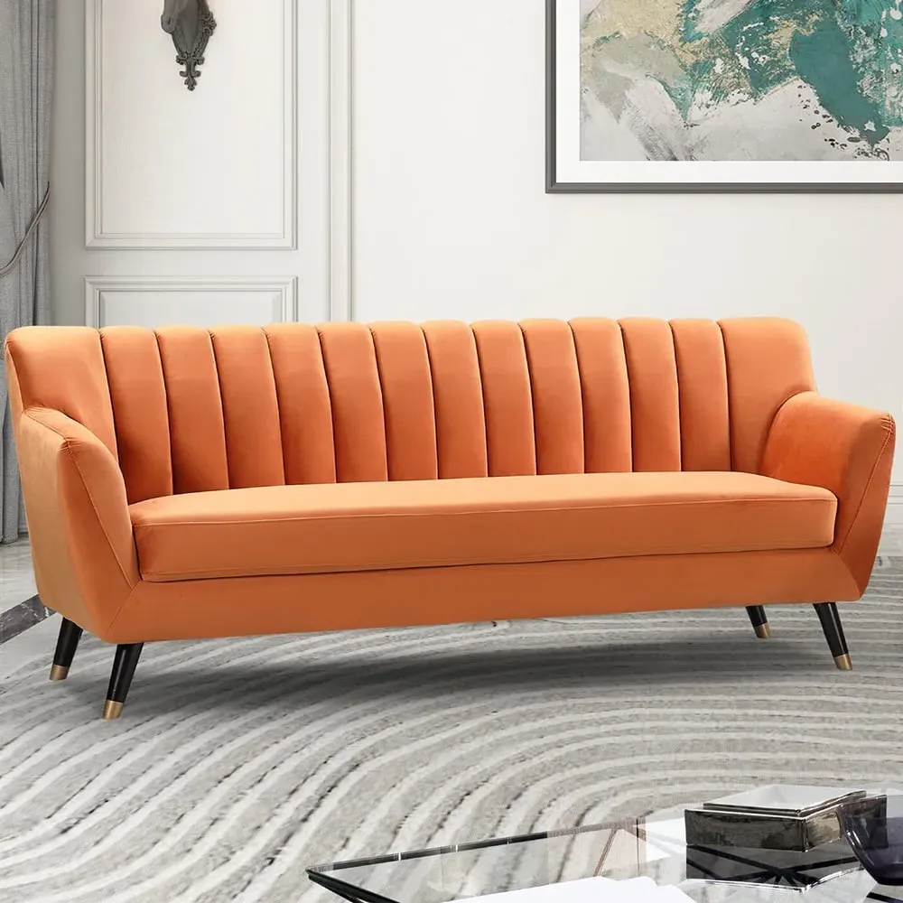 Morgan 3-Seater Sofa - Orange, Velvet