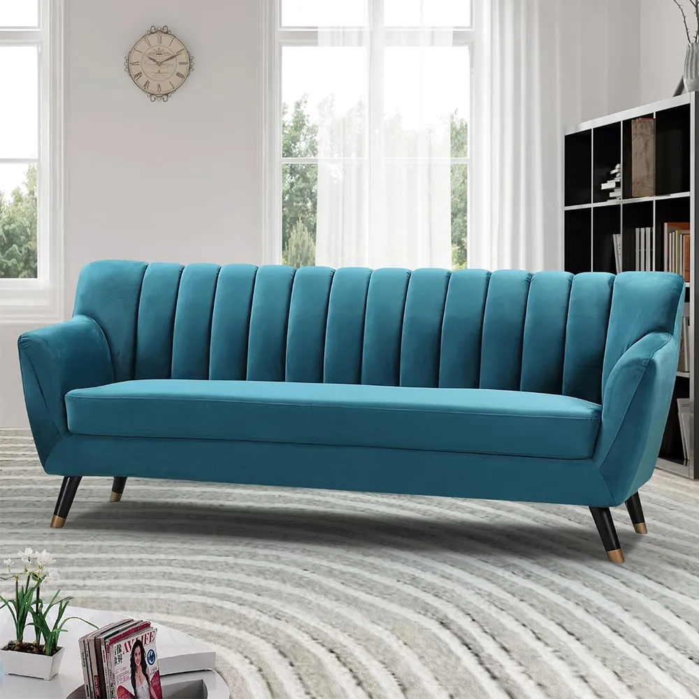 Morgan 3-Seater Sofa - Teal, Velvet