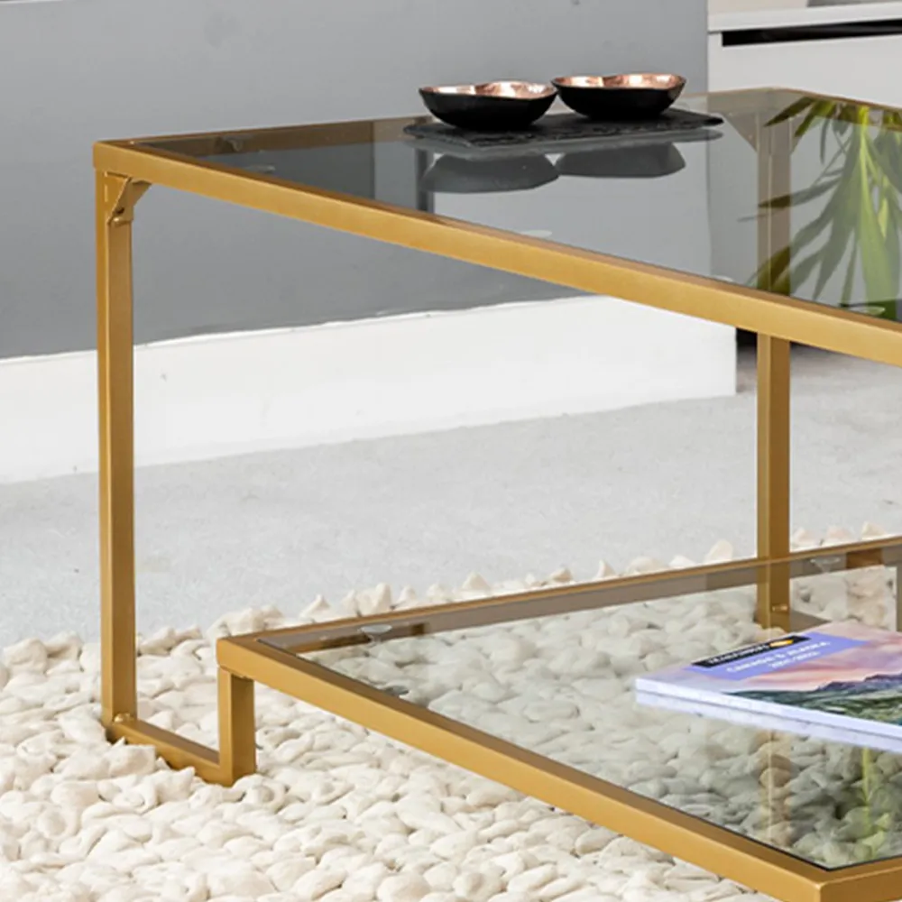 Nimbus Single Shelf Rectangular Glass Coffee Table - Clear