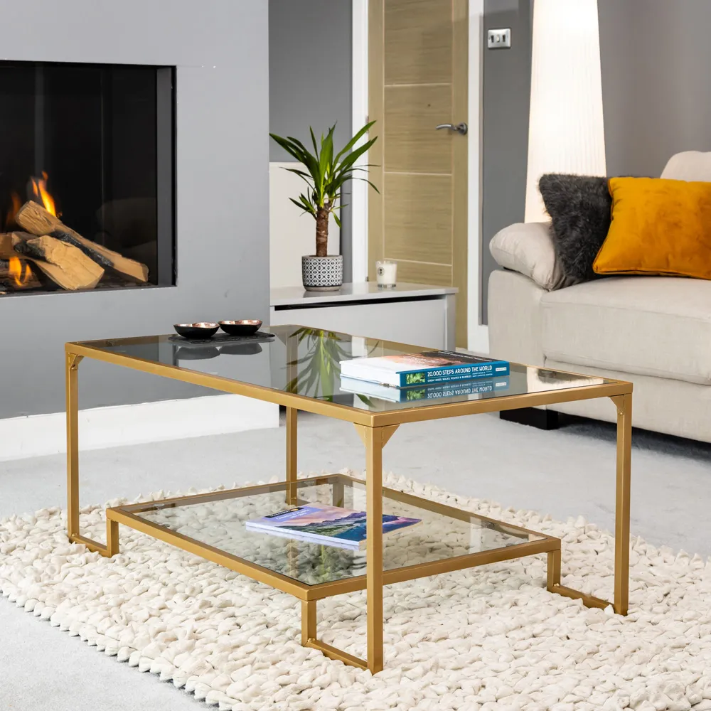 Nimbus Single Shelf Rectangular Glass Coffee Table - Clear