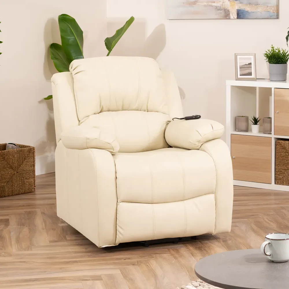 Northfield Dual Motor Riser Recliner Chair with Massage - Cream