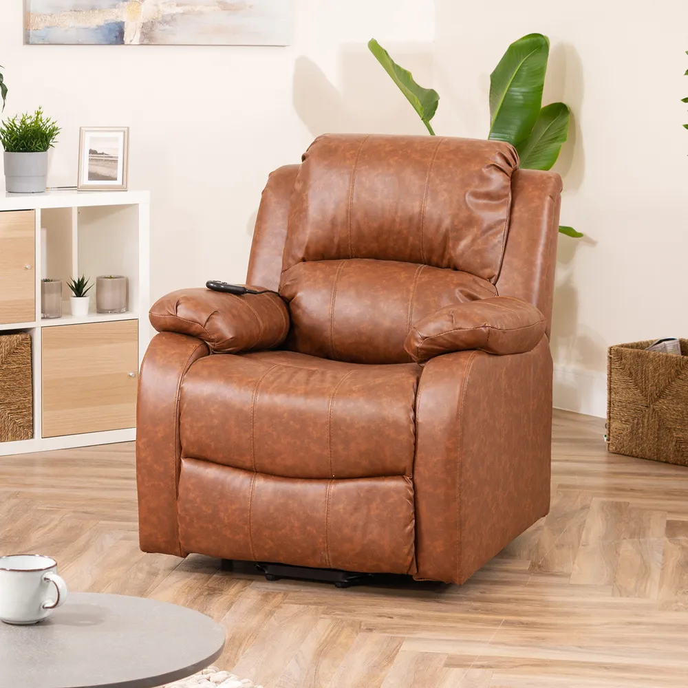 Northfield Dual Motor Riser Recliner Chair with Massage - Tan