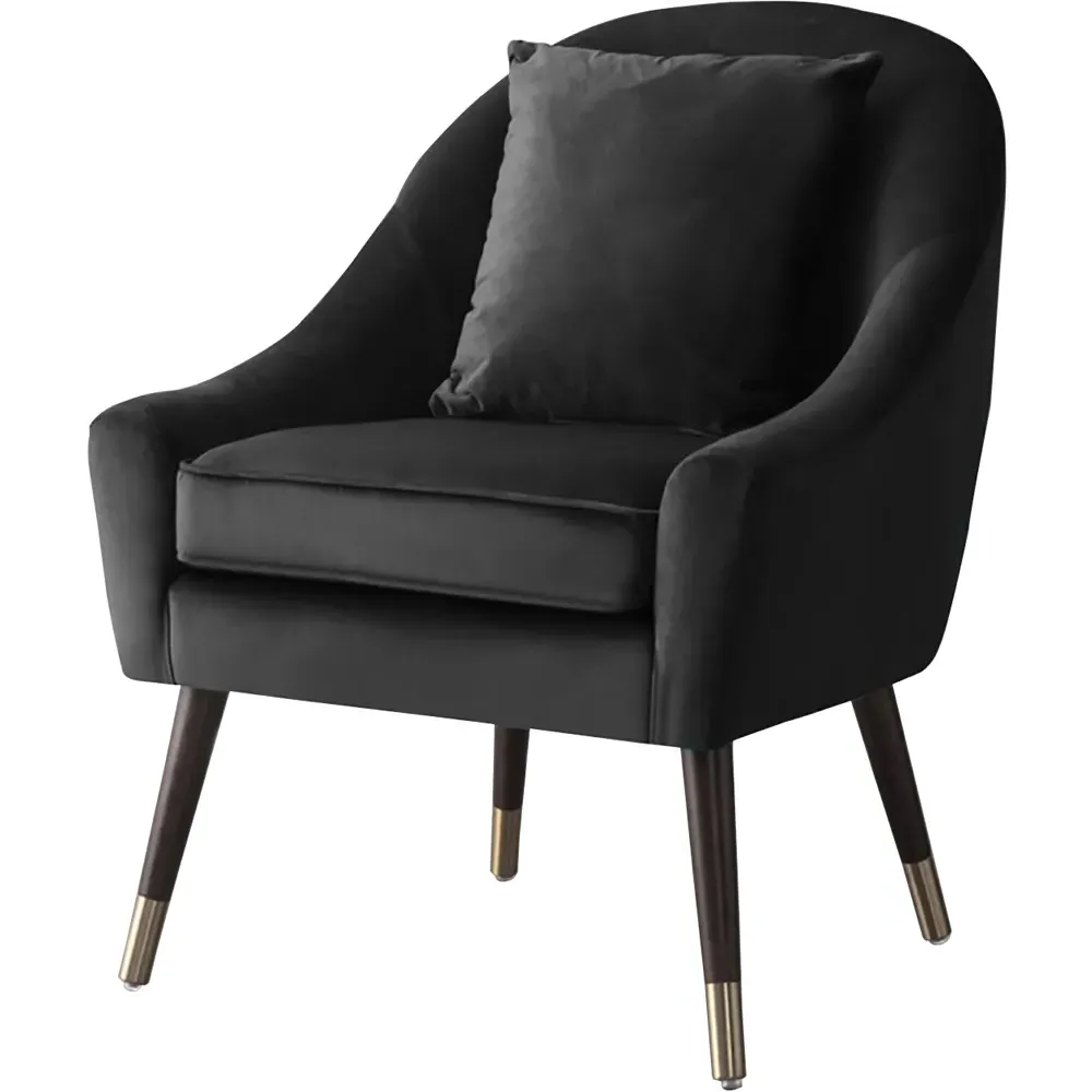 Octavia Accent Chair - Black, Velvet