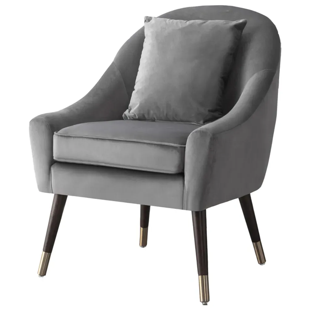 Octavia Accent Chair - Grey, Velvet