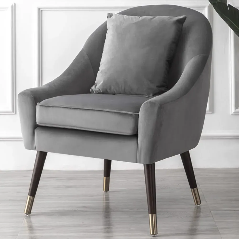 Octavia Accent Chair - Grey, Velvet
