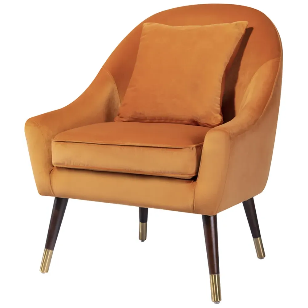 Octavia Accent Chair - Orange, Velvet