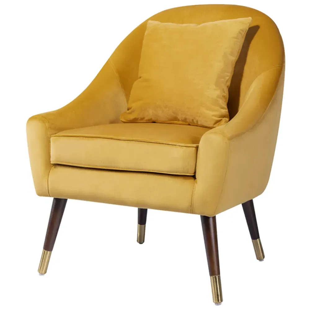 Octavia Accent Chair - Yellow, Velvet