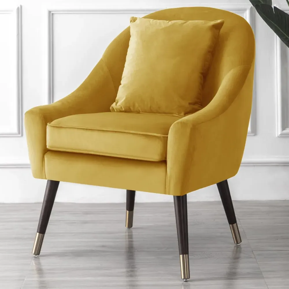 Octavia Accent Chair - Yellow, Velvet