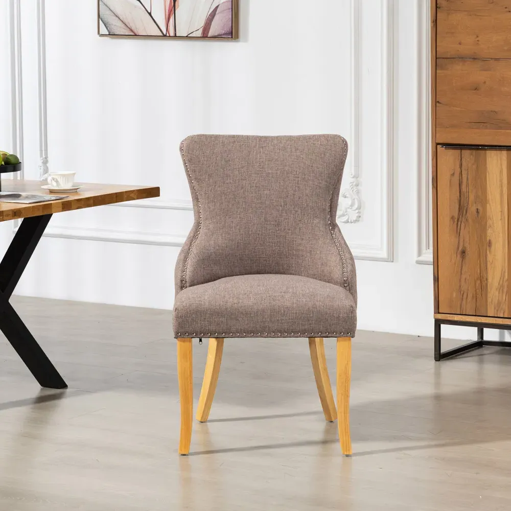 Olivola Set of 2 Dining Chairs - Dark Brown, Fabric