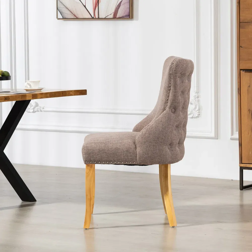 Olivola Set of 2 Dining Chairs - Dark Brown, Fabric