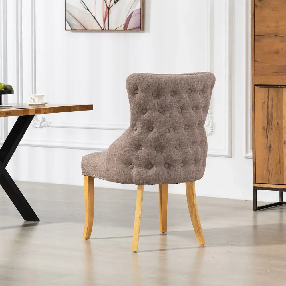 Olivola Set of 2 Dining Chairs - Dark Brown, Fabric