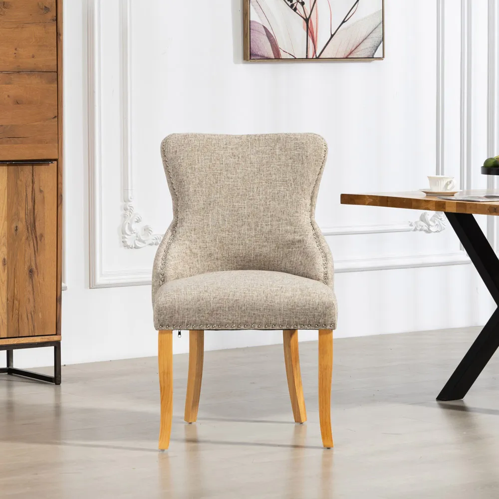 Olivola Set of 2 Dining Chairs - Light Brown, Fabric
