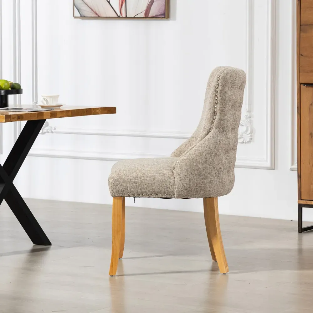 Olivola Set of 2 Dining Chairs - Light Brown, Fabric