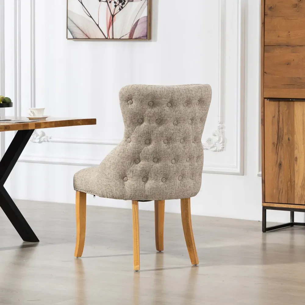 Olivola Set of 2 Dining Chairs - Light Brown, Fabric