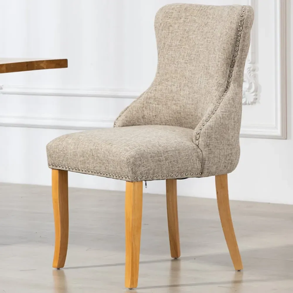 Olivola Set of 2 Dining Chairs - Light Brown, Fabric