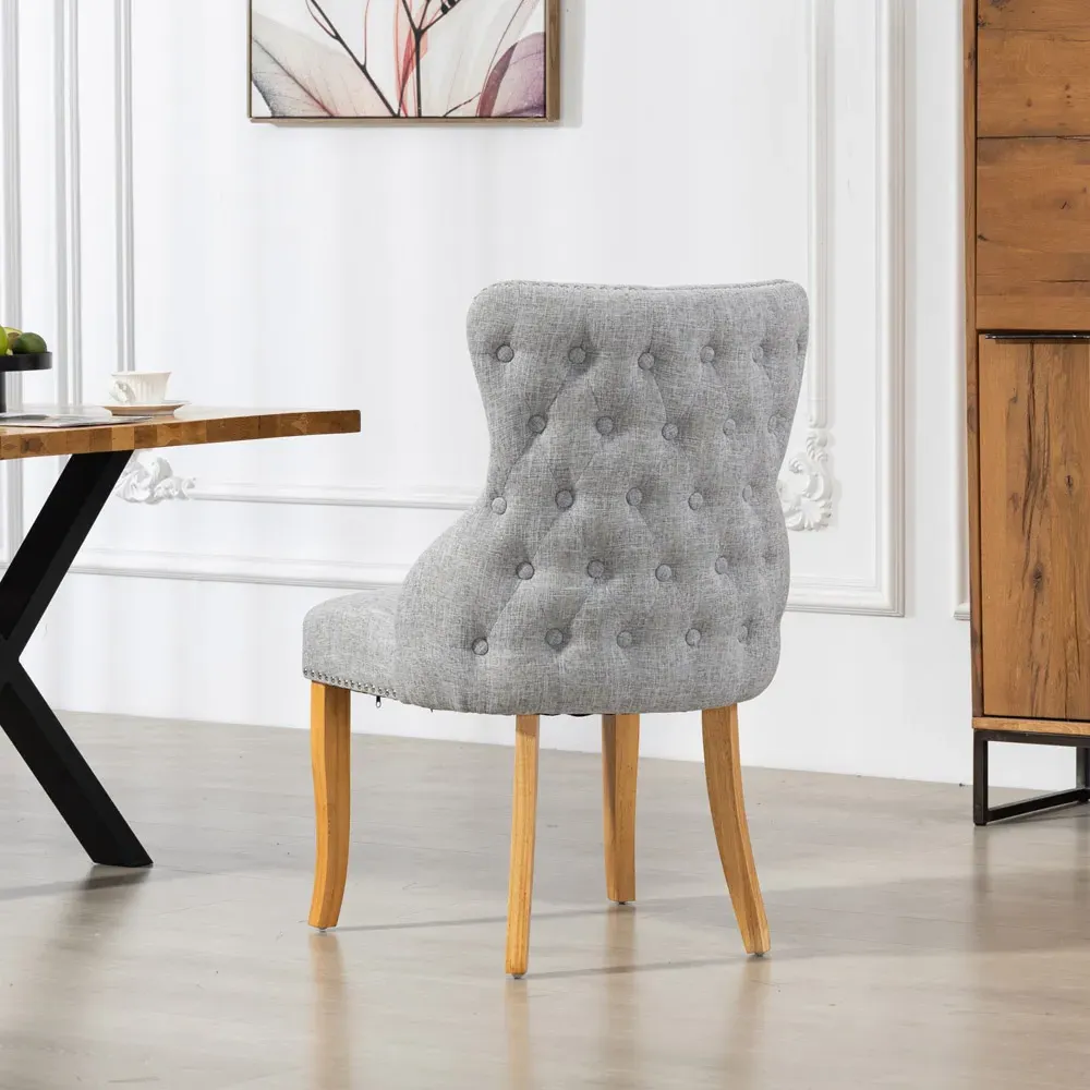 Olivola Set of 2 Dining Chairs - Light Grey, Fabric
