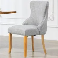 Olivola Set of 2 Dining Chairs - Light Grey, Fabric