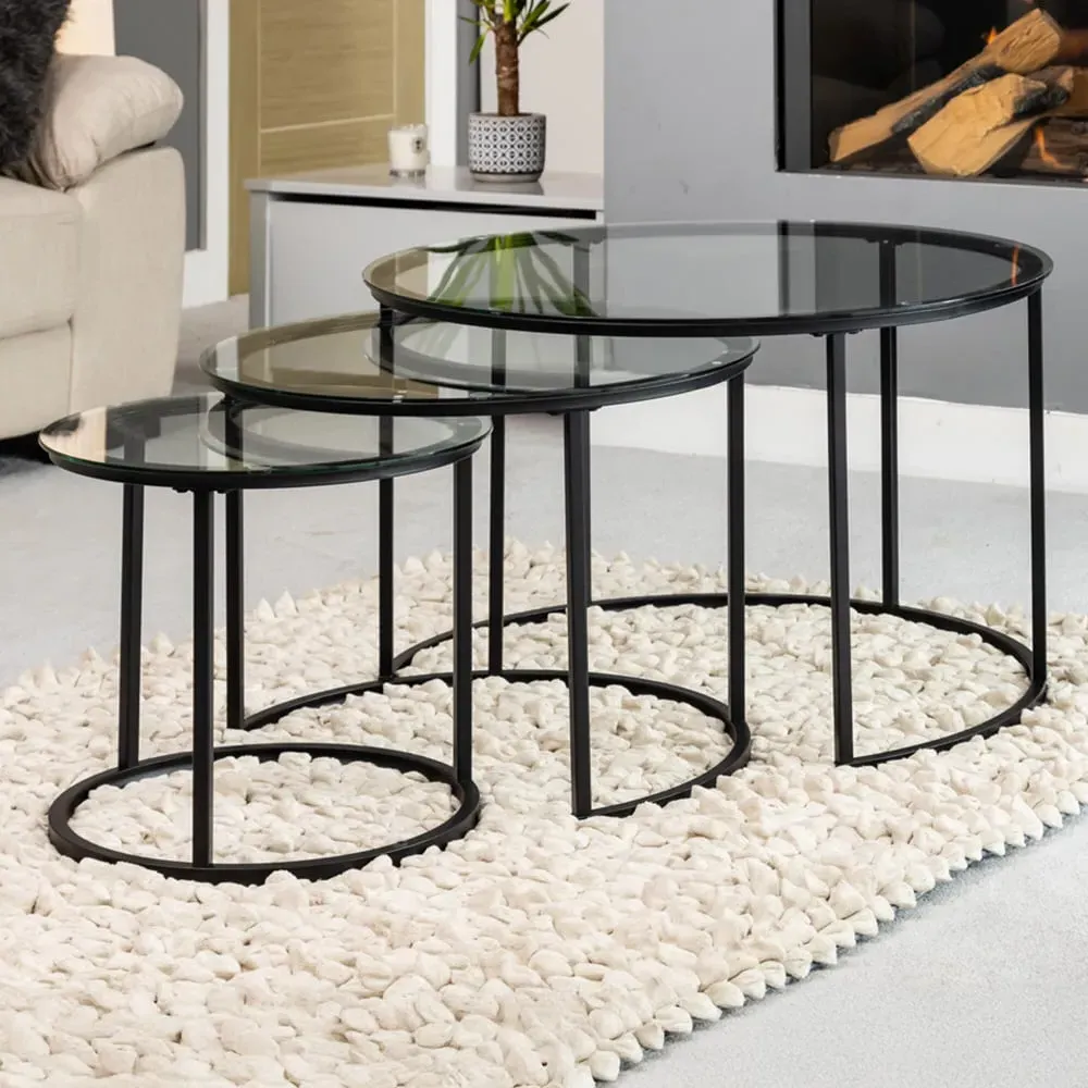 Orbis Glass Nest of Table Set of 3 - Clear image