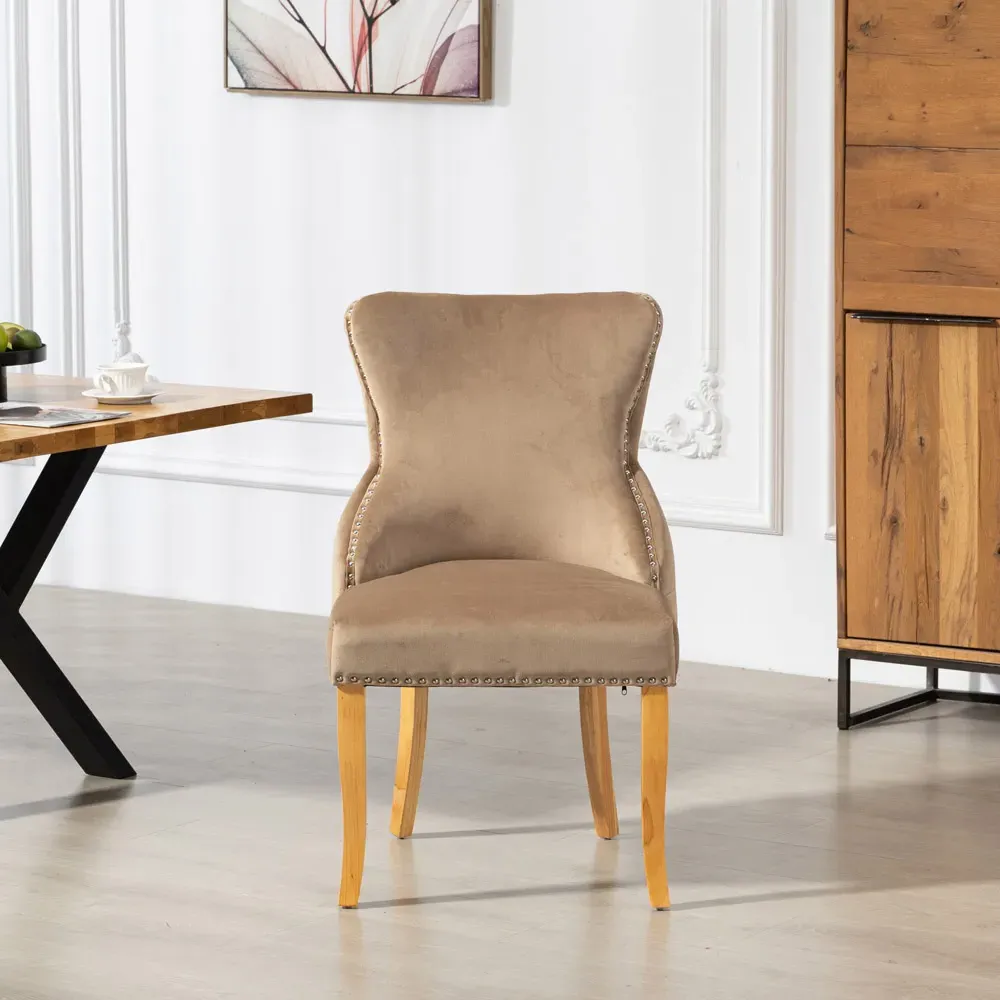 Orvino Set of 2 Dining Chairs - Brown, Velvet