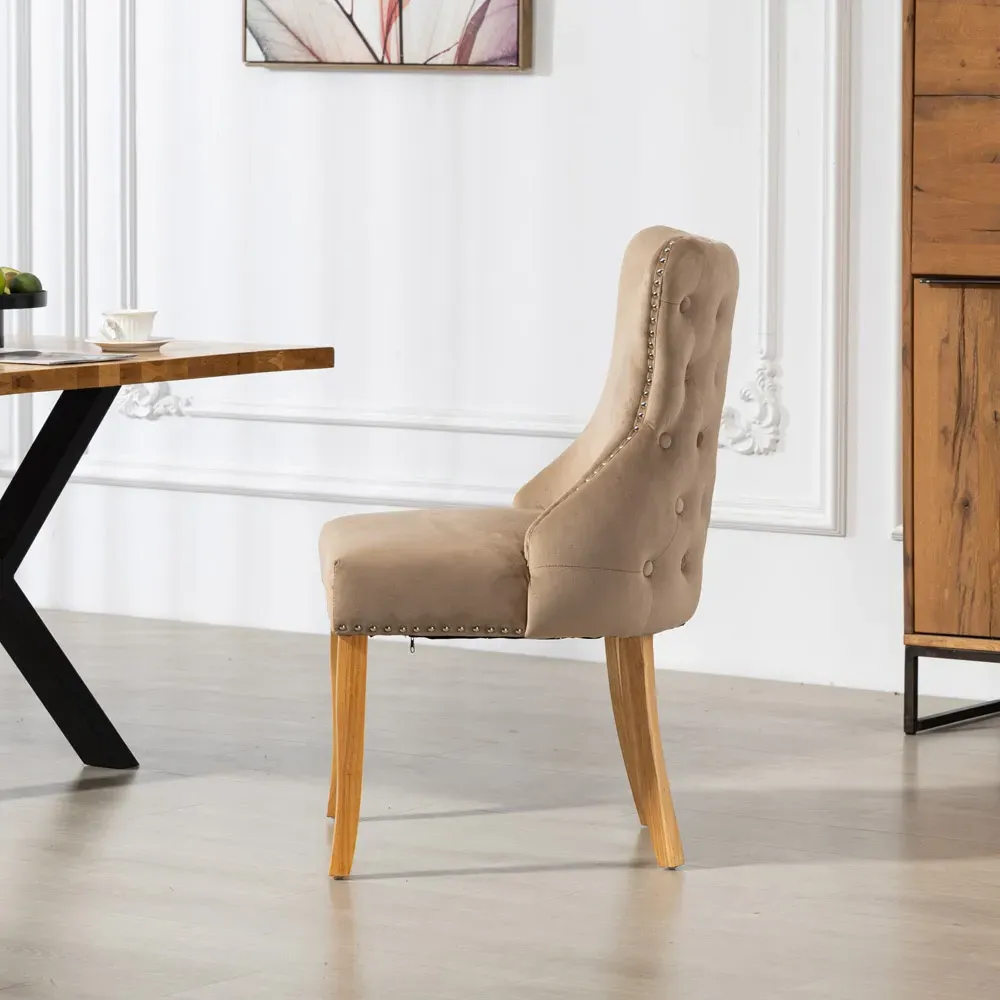 Orvino Set of 2 Dining Chairs - Brown, Velvet