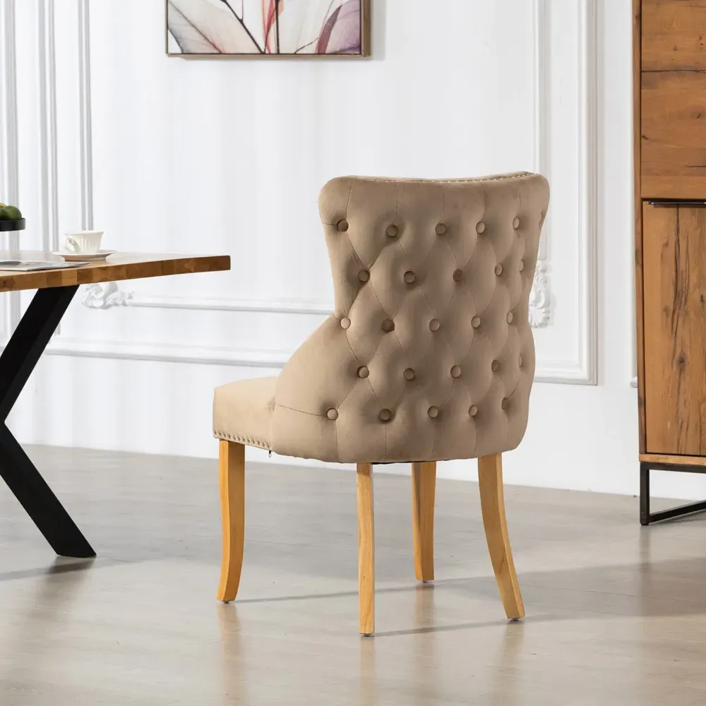 Orvino Set of 2 Dining Chairs - Brown, Velvet