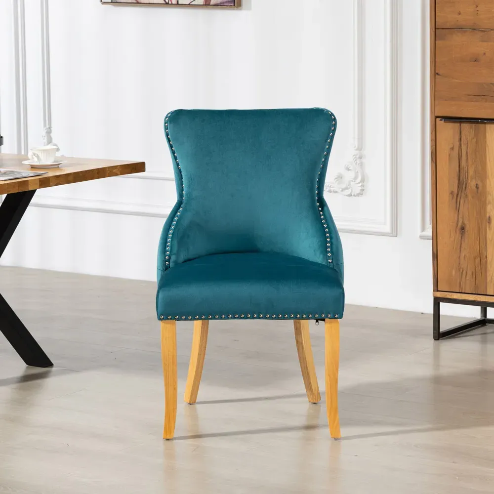 Orvino Set of 2 Dining Chairs - Teal, Velvet