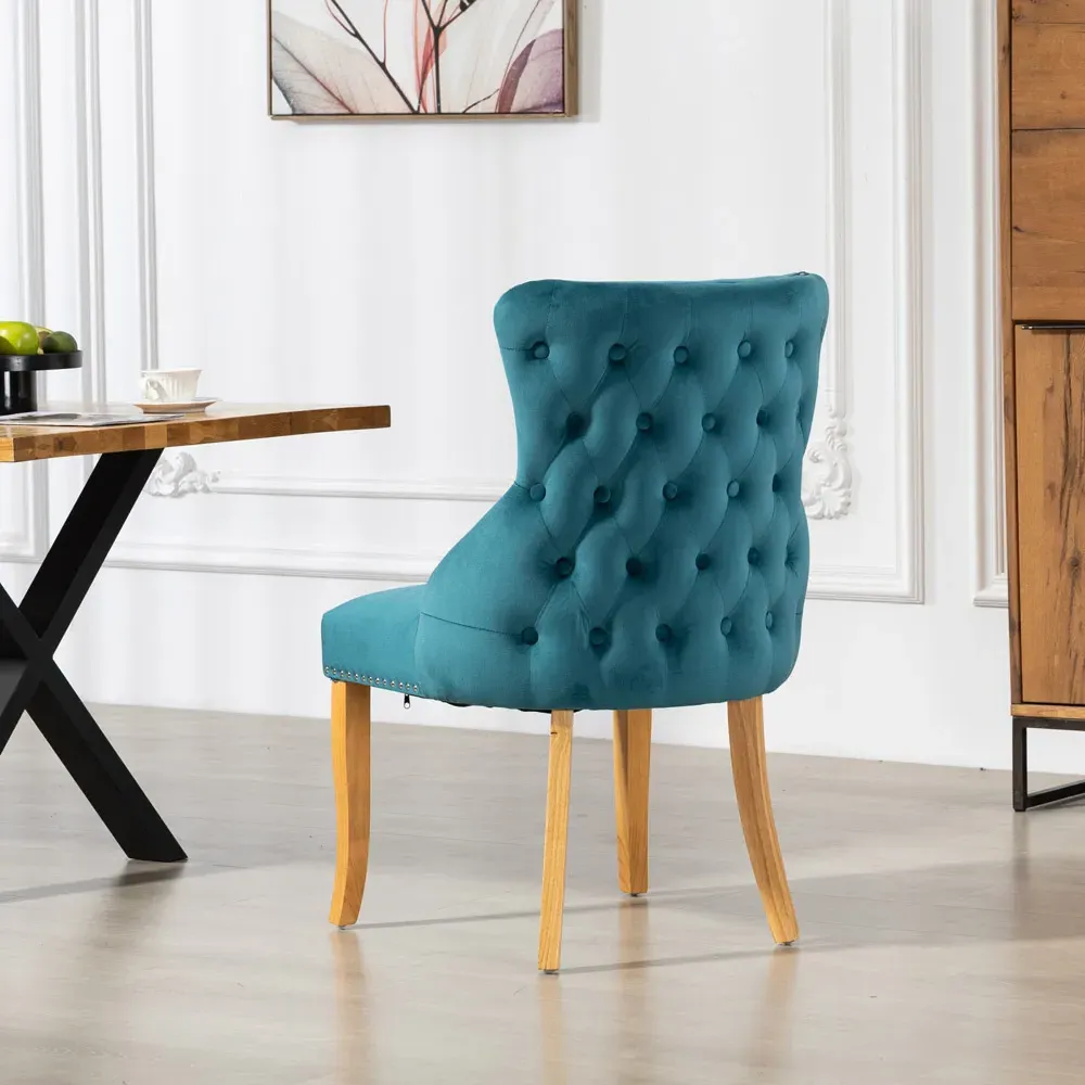 Orvino Set of 2 Dining Chairs - Teal, Velvet