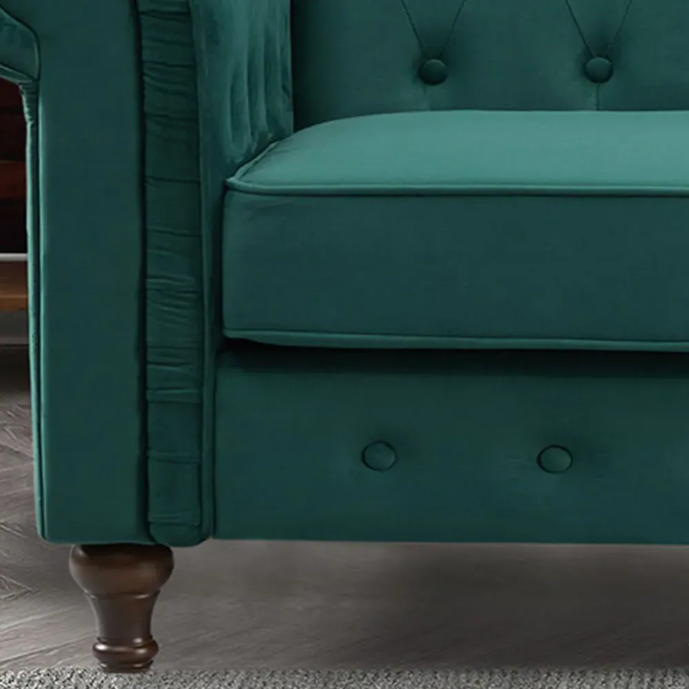 Pelham 2-Seater Chesterfield Sofa - Green, Velvet