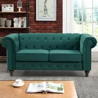 Pelham 2-Seater Chesterfield Sofa - Green, Velvet