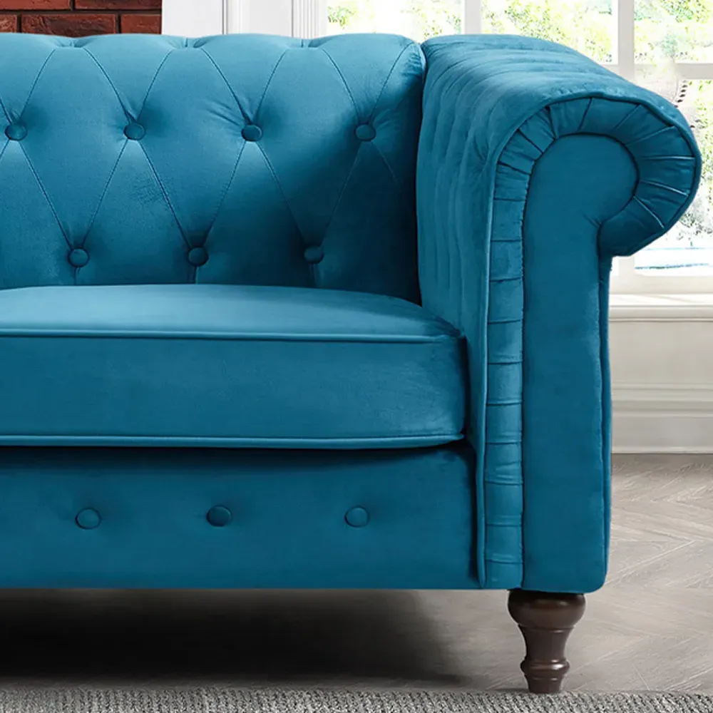 Pelham 2-Seater Chesterfield Sofa - Teal, Velvet