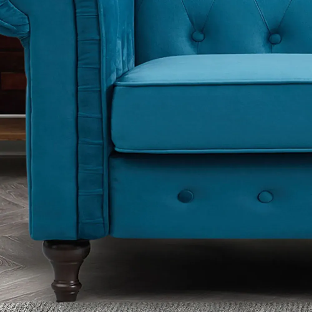 Pelham 2-Seater Chesterfield Sofa - Teal, Velvet