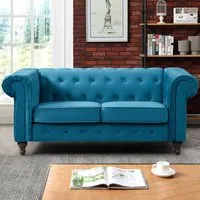 Pelham 2-Seater Chesterfield Sofa - Teal, Velvet