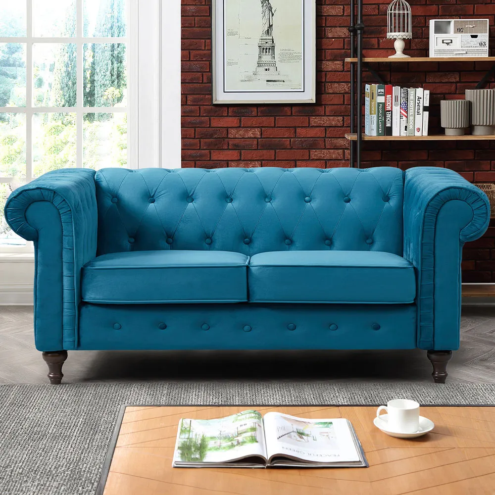 Pelham 2-Seater Chesterfield Sofa - Teal, Velvet image