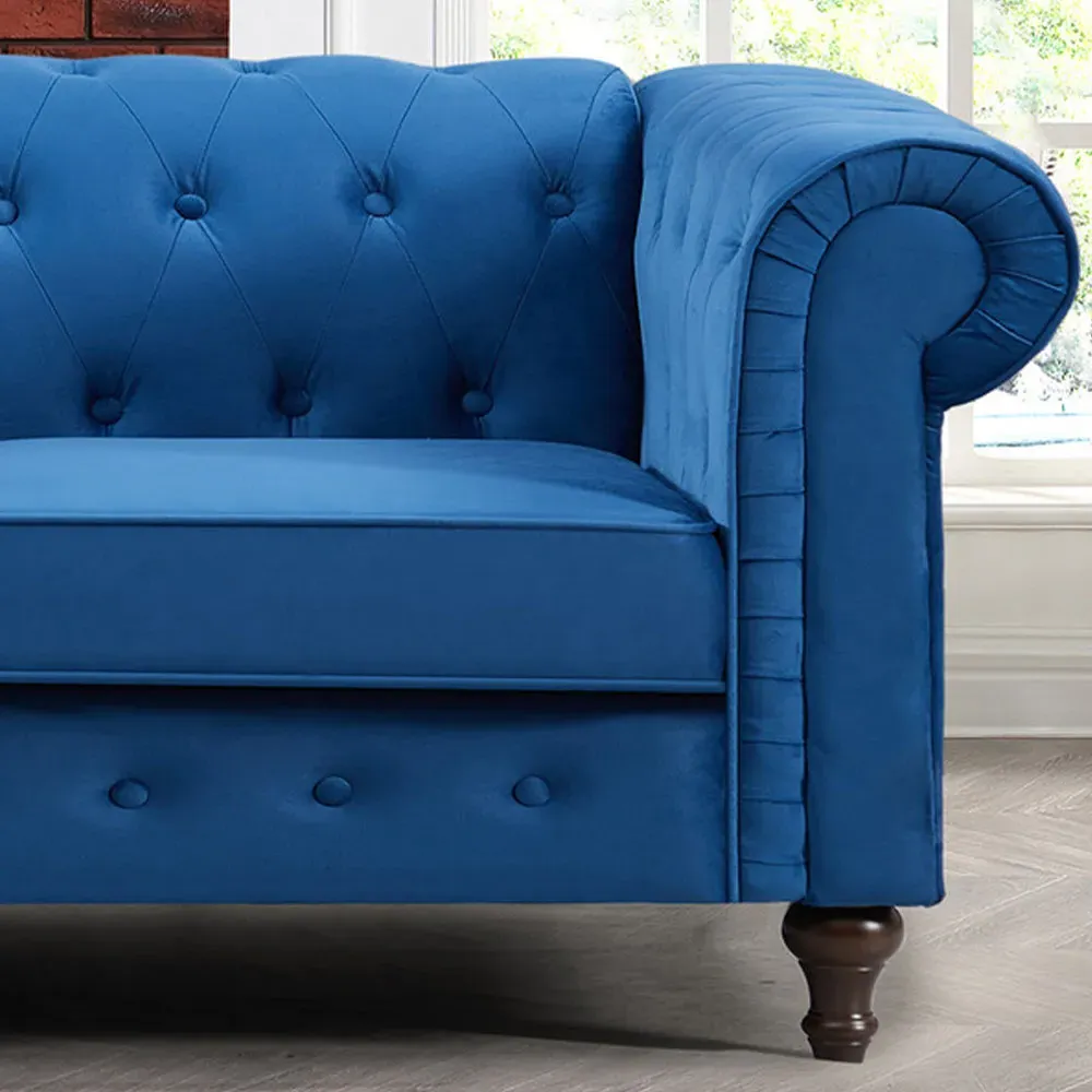 Pelham 2-Seater Sofa - Blue, Velvet