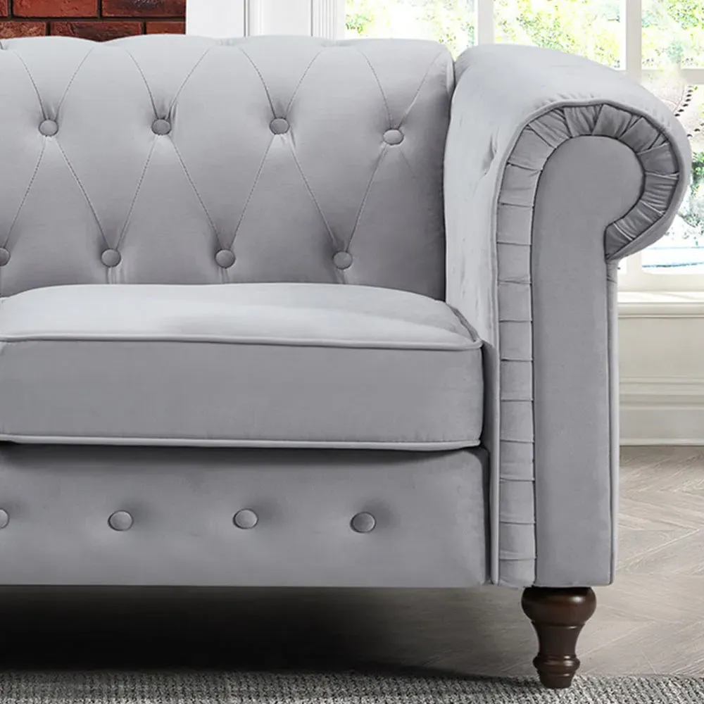 Pelham 2-Seater Sofa - Grey, Velvet