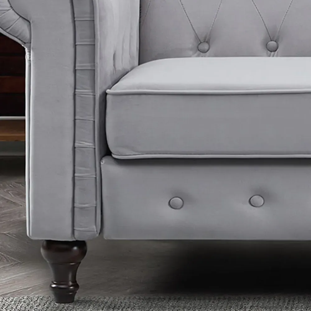 Pelham 2-Seater Sofa - Grey, Velvet