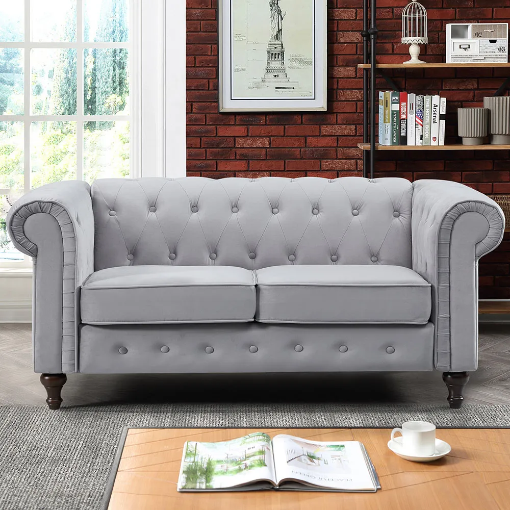 Pelham 2-Seater Sofa - Grey, Velvet