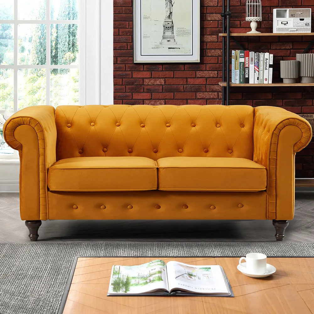 Pelham 2-Seater Sofa - Orange, Velvet