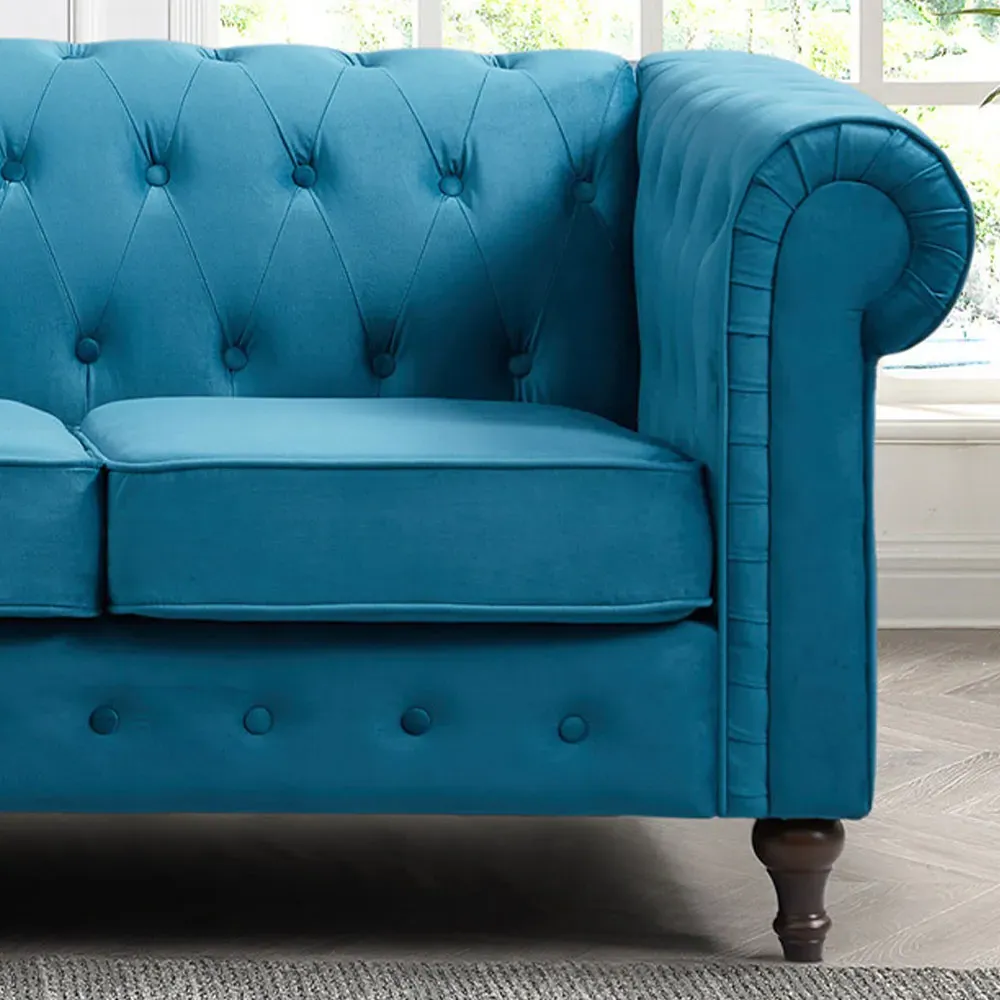 Pelham 3-Seater Chesterfield Sofa - Teal, Velvet