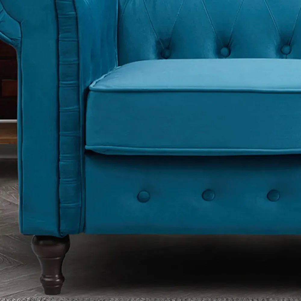 Pelham 3-Seater Chesterfield Sofa - Teal, Velvet